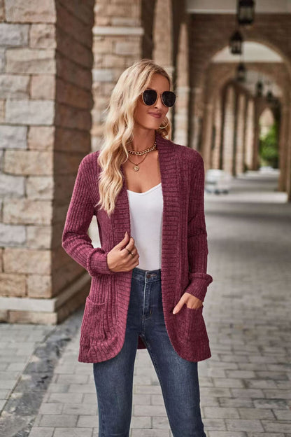 Women's Open Front Knit Cardigan Oversized Long Sleeve