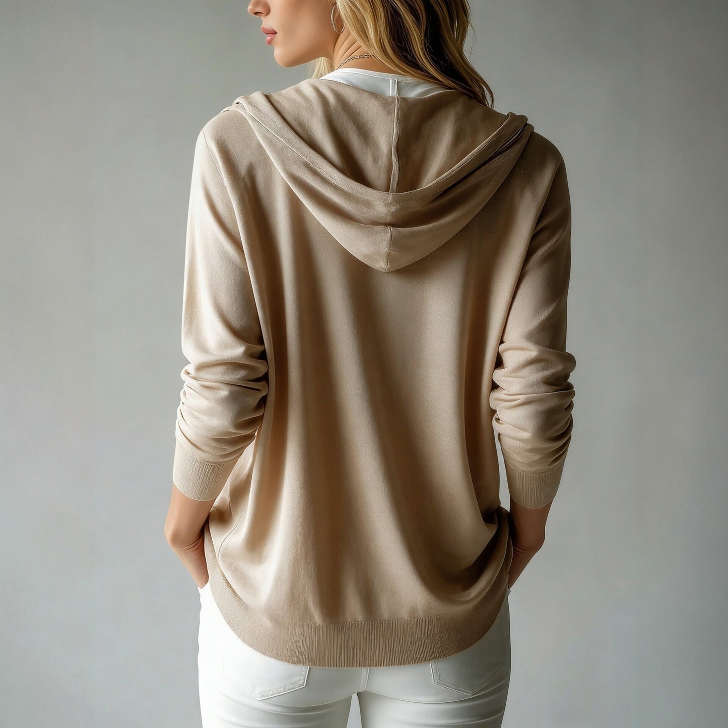 Women's Lightweight Hooded Knit Cardigan Button Front