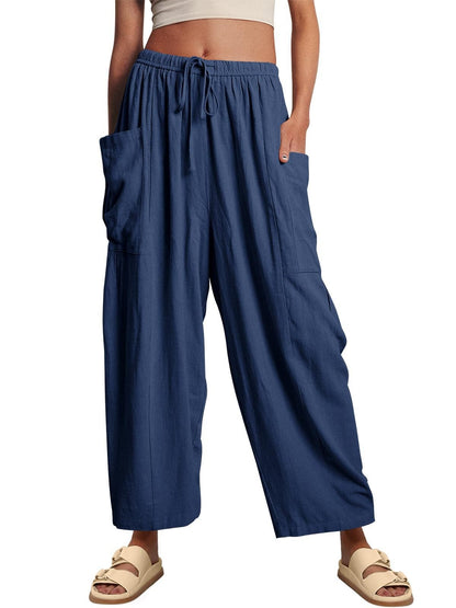 Wide Leg Linen Pants Women's High Waist Casual Loose Fit