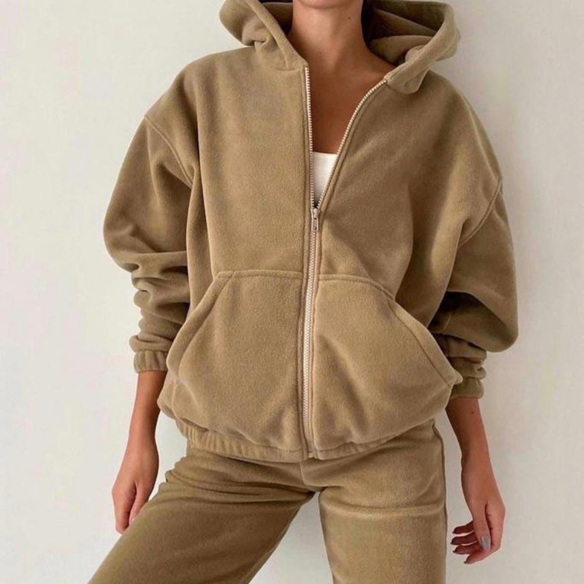 Women's Fleece Zip Hoodie Jogger Matching Set