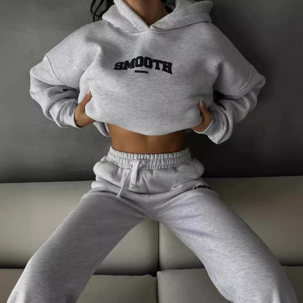 Womens Fleece Graphic Hoodie Joggers Matching Set