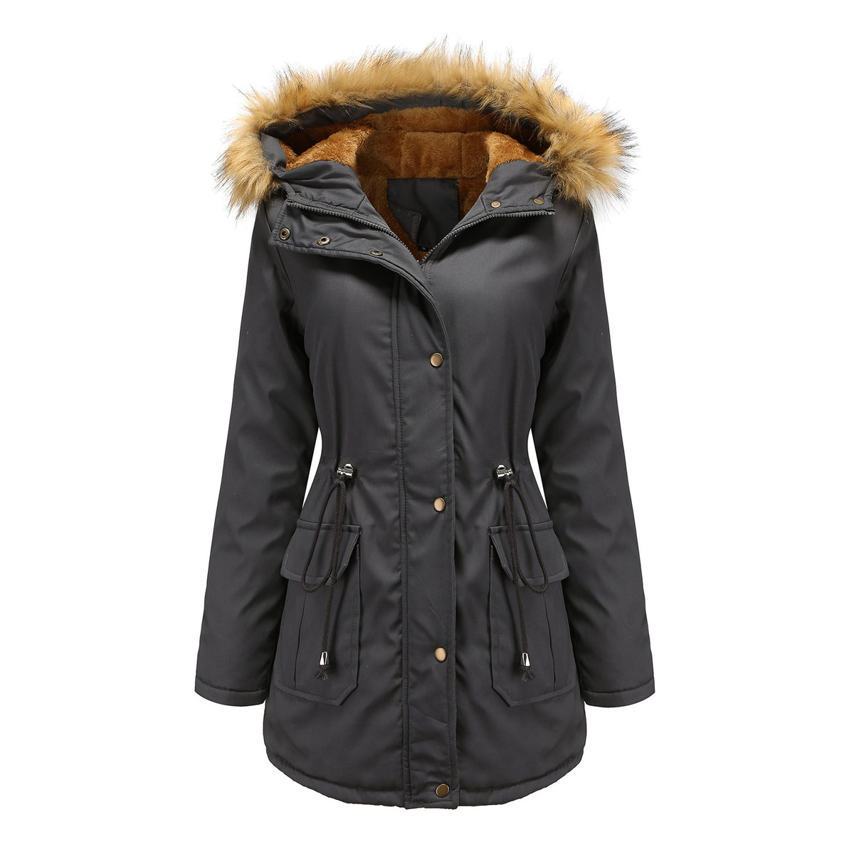 Women's Plus Size Faux Fur Hooded Long Parka Winter Coat