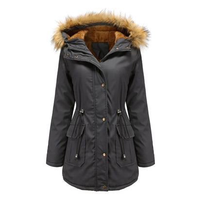 Women's Plus Size Faux Fur Hooded Long Parka Winter Coat