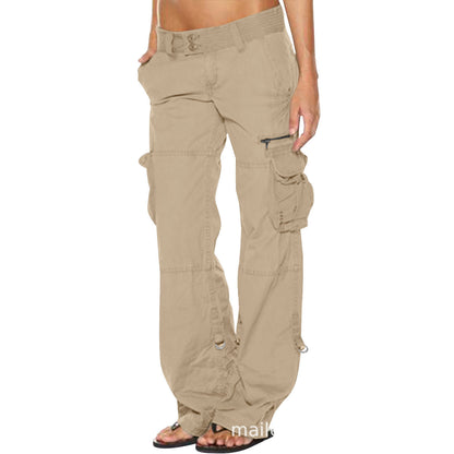 Womens Wide Leg Cargo Pants Vintage Loose Fit Cotton