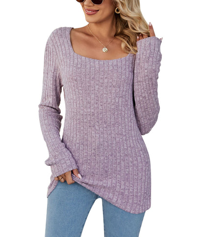 Long Sleeve Square Collar Casual Top