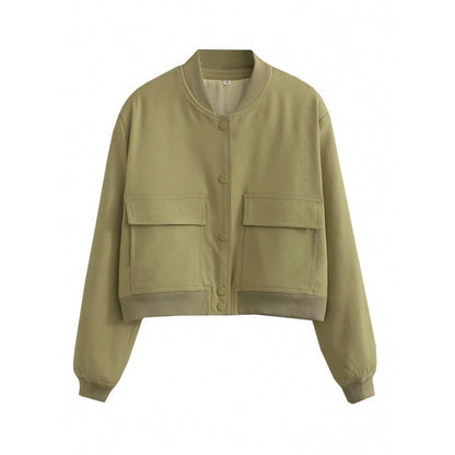 Women's Utility Jacket Stand Collar Pockets Streetwear