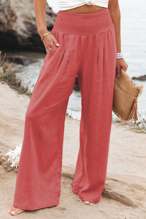 Women's Elastic Waist Wide Leg Casual Pants