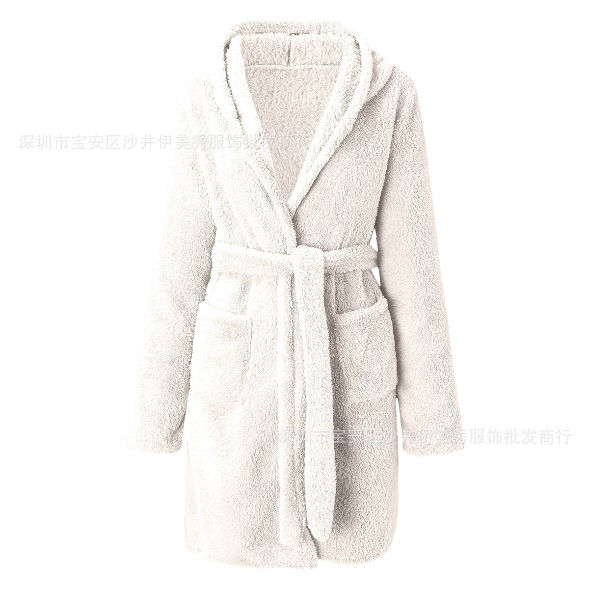 Womens Hooded Plush Fleece Robe Soft Warm Winter