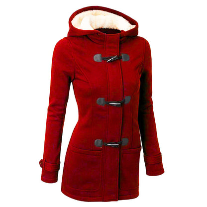 Women's Plus Size Hooded Toggle Coat Fleece Lined Jacket