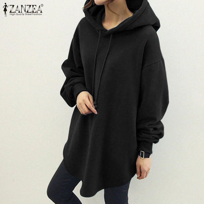 Women's Oversized Hoodie Tunic Pocket Drawstring Pullover