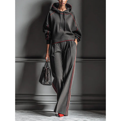 Color Block Oversized Hoodie Pants Matching Set