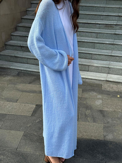 Oversized Mohair Knit Long Cardigan Open Front Sweater