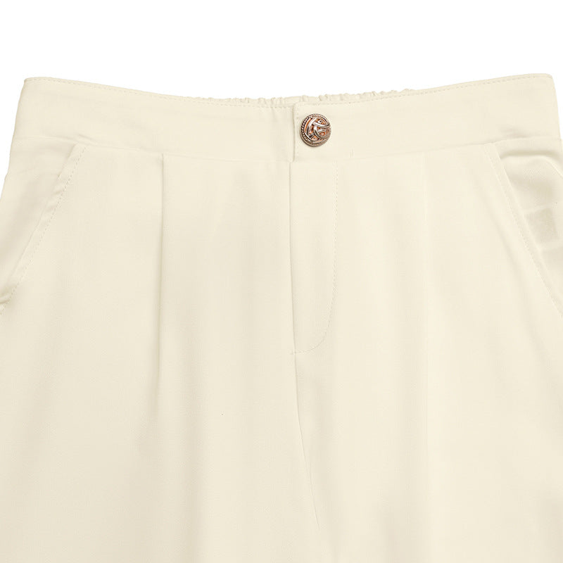 Strapless Button Detail Top and Wide Leg Pants Set