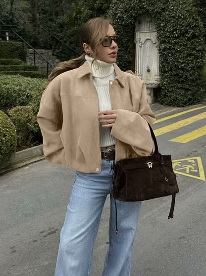 Women's Casual Batwing Zip Up Jacket
