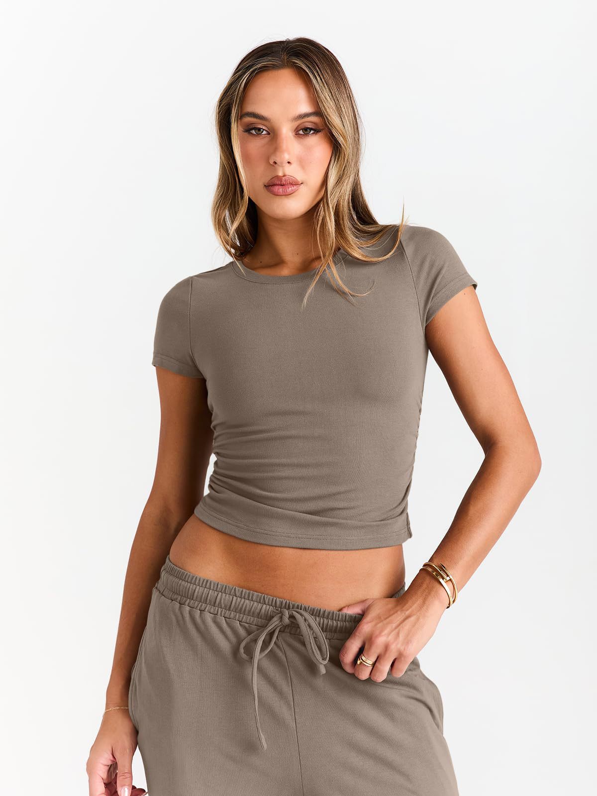 Crop Tee & Wide Leg Pants Lounge Set for Women