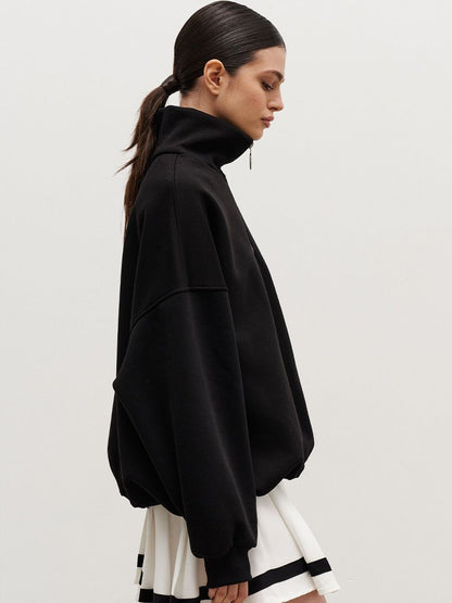 Women's Oversized Half Zip Collared Sweatshirt