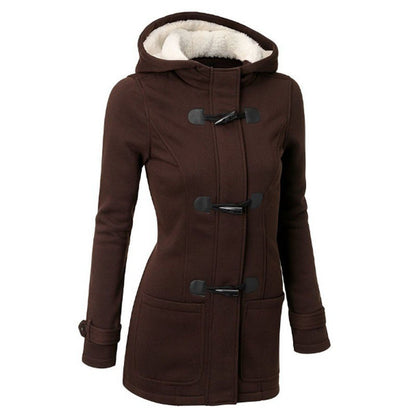Women's Plus Size Hooded Toggle Coat Fleece Lined Jacket