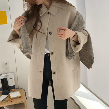 Women's Oversized Faux Wool Mid Length Coat