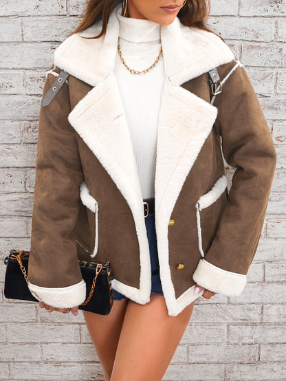 Women's Faux Fur Lapel Jacket Oversized Winter Coat