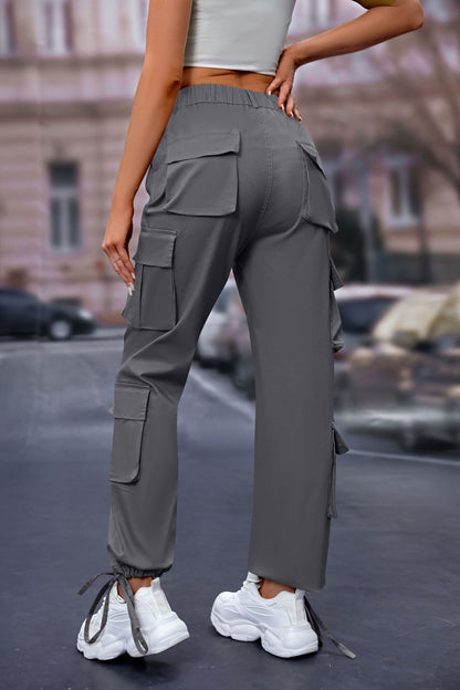 Women's High-Waist Cargo Pants with 8 Pockets, Loose Fit Streetwear