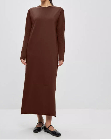 Women's Casual Long Sleeve Solid Maxi Dress Loose Fit