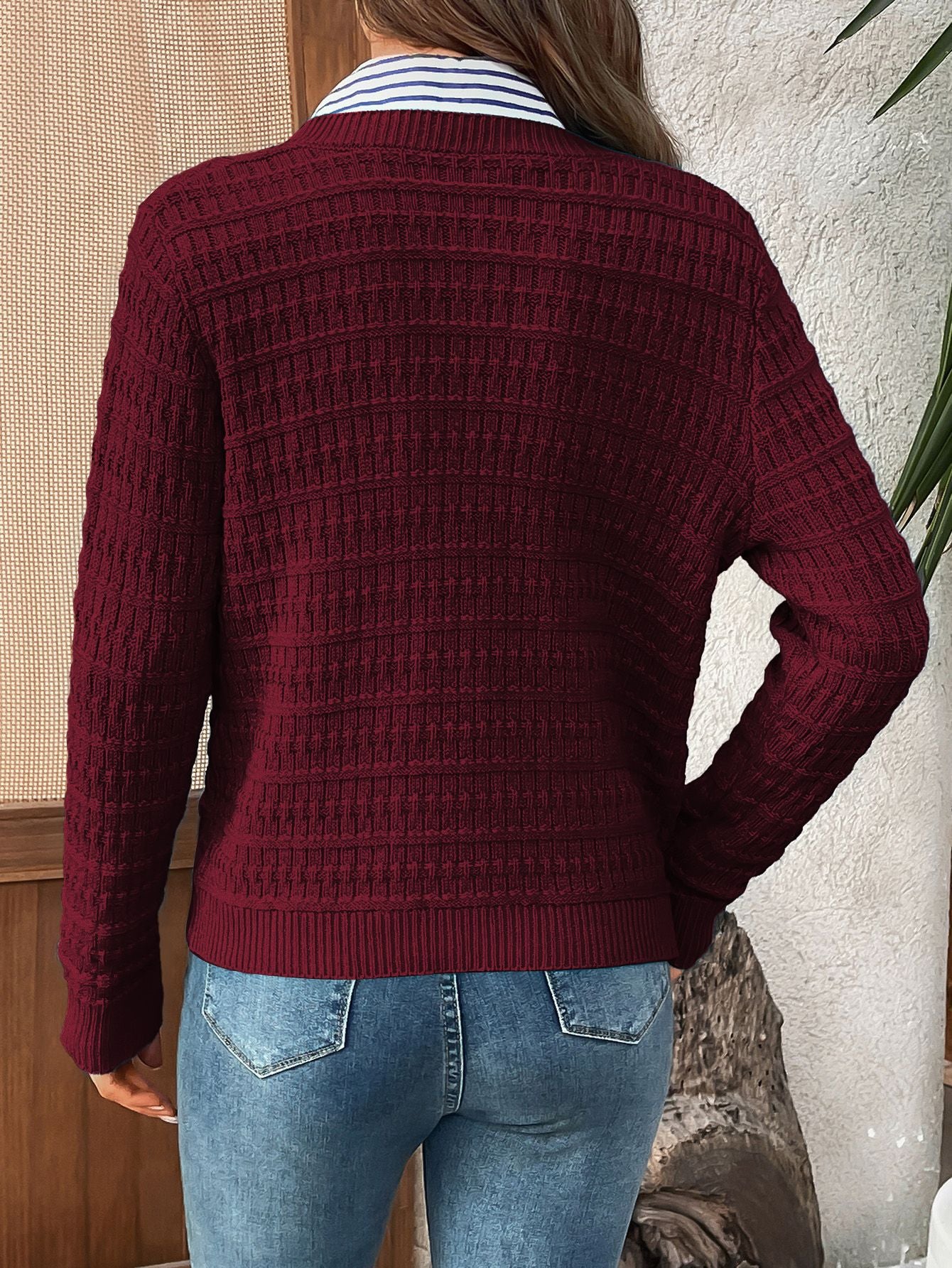 Classic Knit Button Cardigan Sweater with Textured Pattern