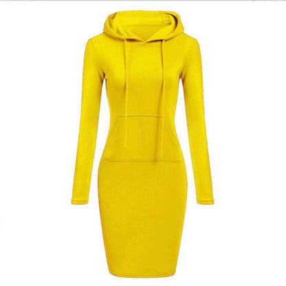 Women's Bodycon Hoodie Dress Long Sleeve Pocket