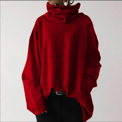 Women's Oversized Turtleneck Fleece Sweatshirt Pocket