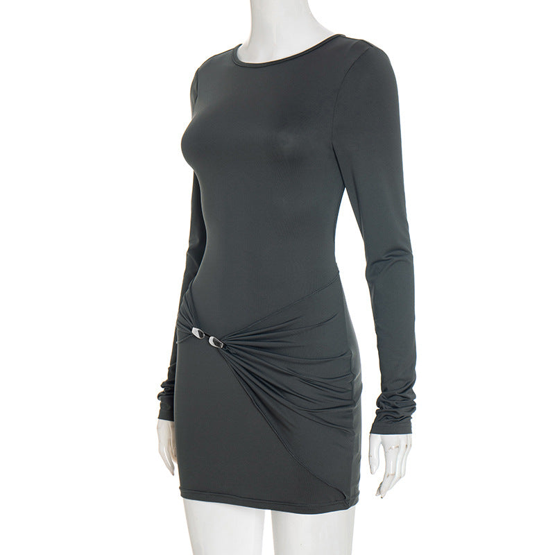 Women's Long Sleeve Crew Neck Bodycon Mini Dress