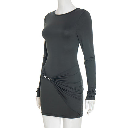 Women's Long Sleeve Crew Neck Bodycon Mini Dress