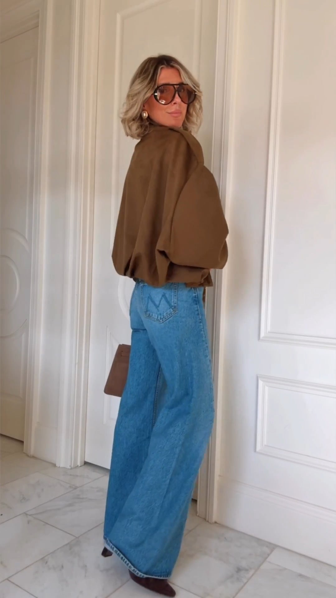 Women's Faux Suede Batwing Cropped Jacket