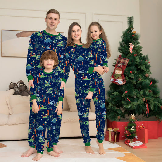 Printed Family Parent-Child Boys and Girls European Dinosaur Christmas Pajamas