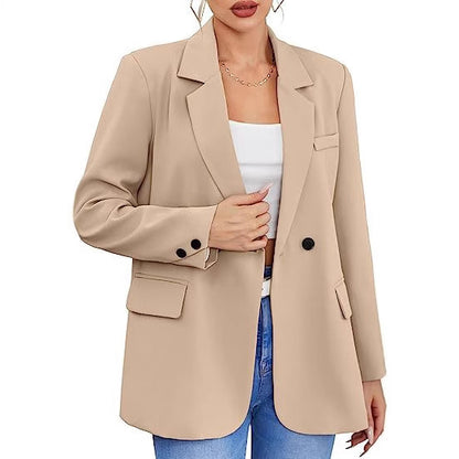Women's Casual Blazer Two Button Lapel Office Jacket