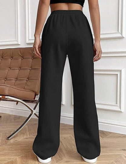High Waist Cotton Wide Leg Drawstring Pants