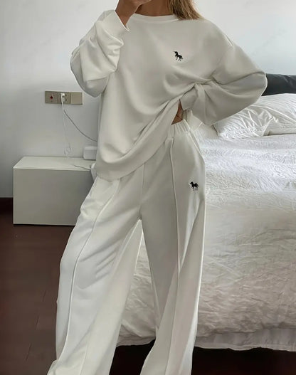 Women's Oversized Embroidered Sweatsuit Lounge Set