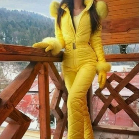 Women's One Piece Ski Suit Waterproof Hooded Snowsuit