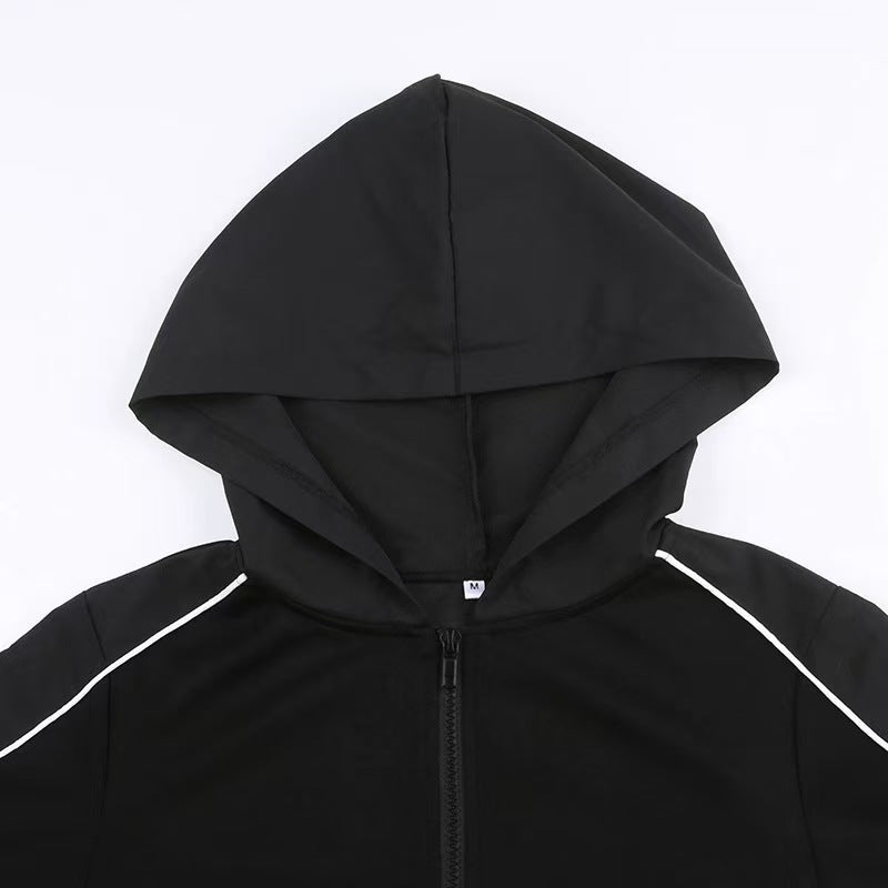 Women Hooded Cut Out Bodysuit Long Sleeve Streetwear