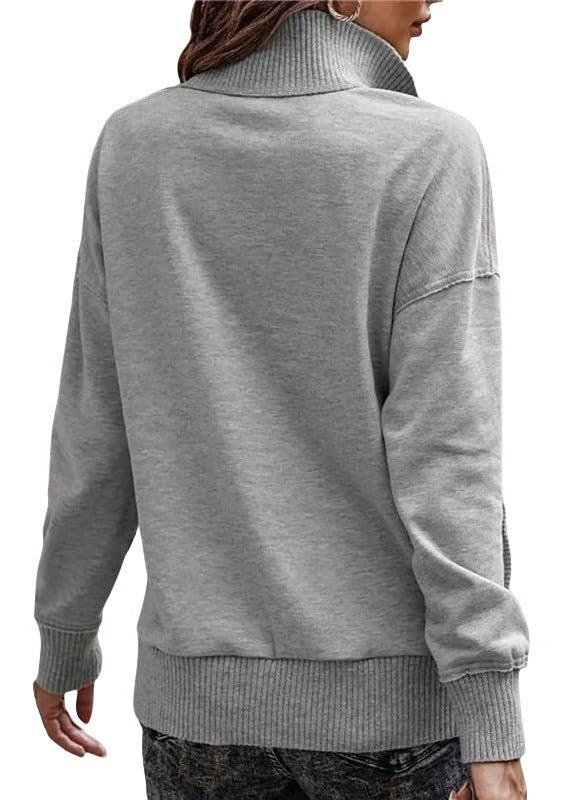 Women's Oversized Button Sweatshirt with Pocket