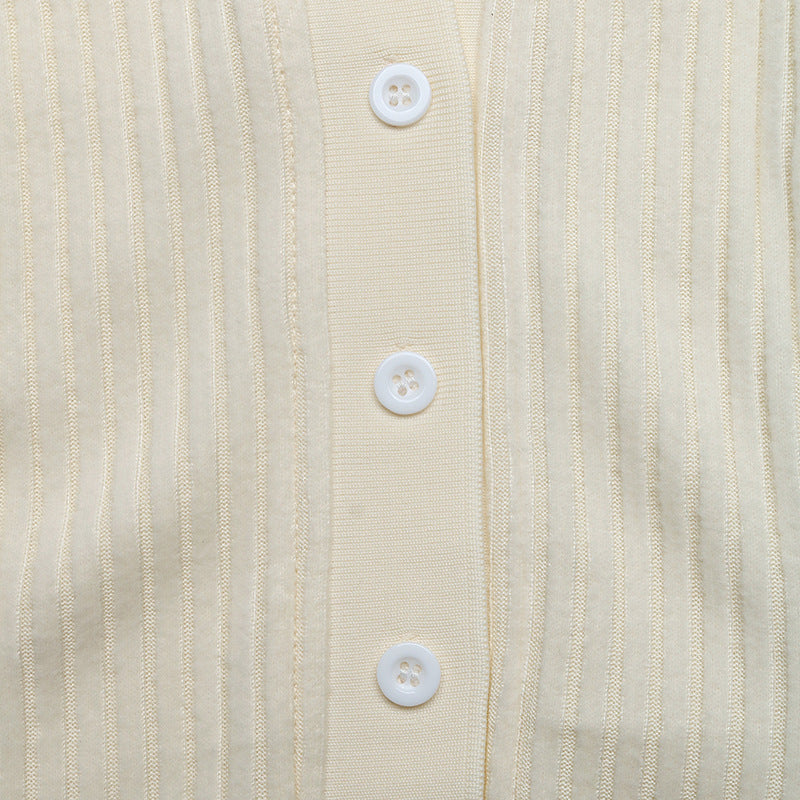 Ribbed Knit Polo Midi Dress Long Sleeve A-Line
