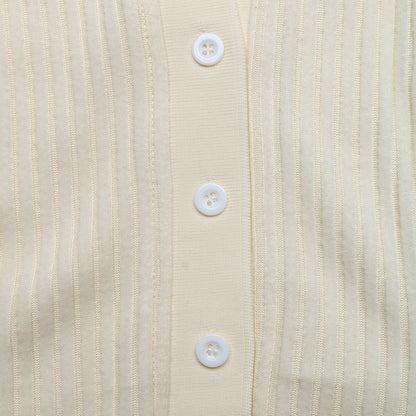 Ribbed Knit Polo Midi Dress Long Sleeve A-Line