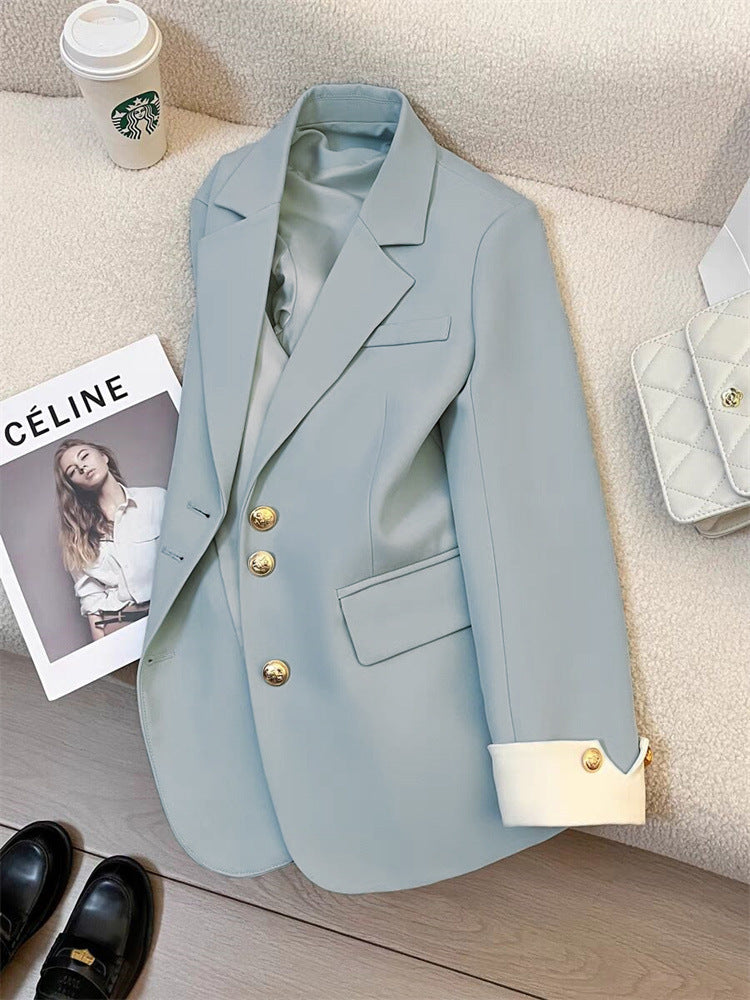 Women's Blazer with Contrast Cuffs Single Breasted