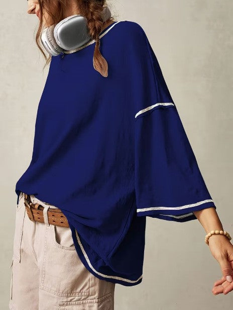 Women's Oversized V-Neck Batwing Sleeve Casual Top