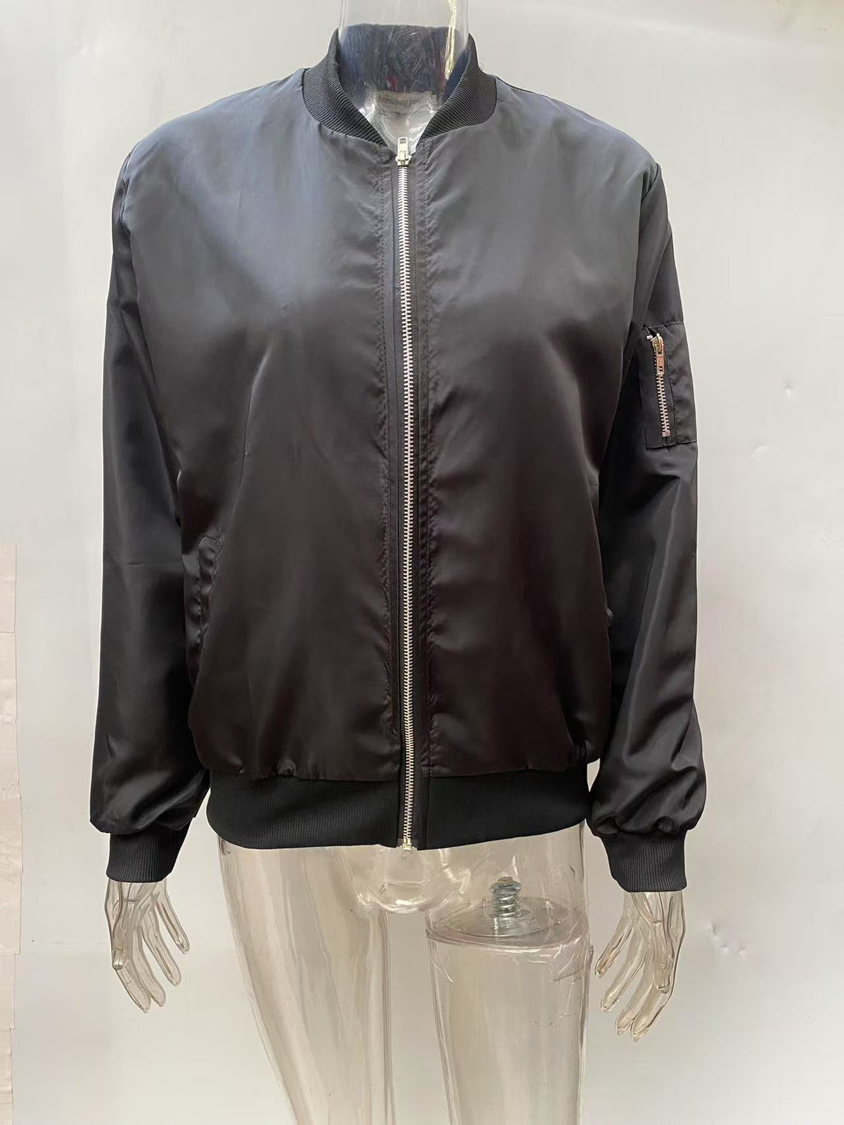 Womens Bomber Jacket Zip Up Lightweight Casual Outerwear