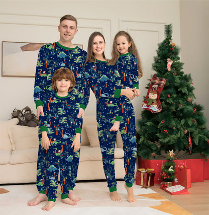 Printed Family Parent-Child Boys and Girls European Dinosaur Christmas Pajamas