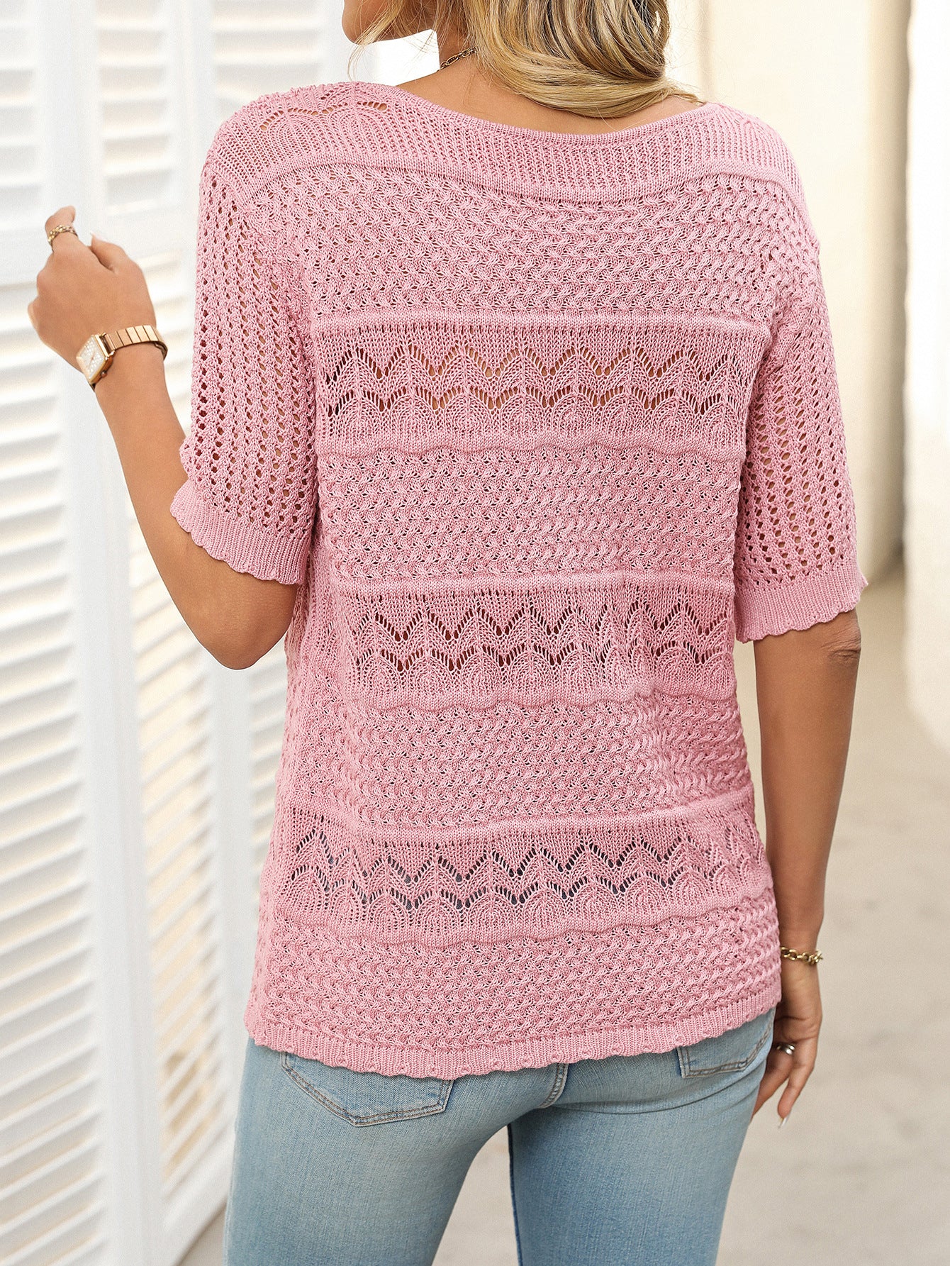 Cross-Border Sexy Hollow Knit Crochet Top