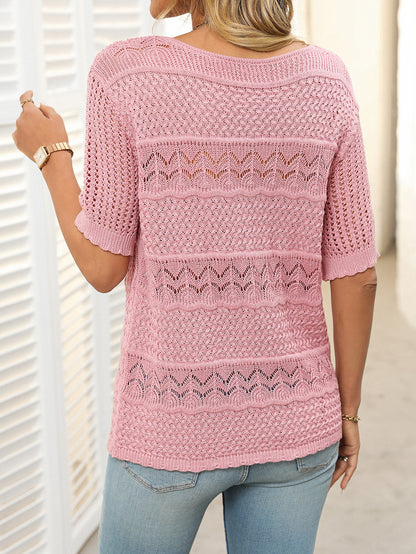 Cross-Border Sexy Hollow Knit Crochet Top