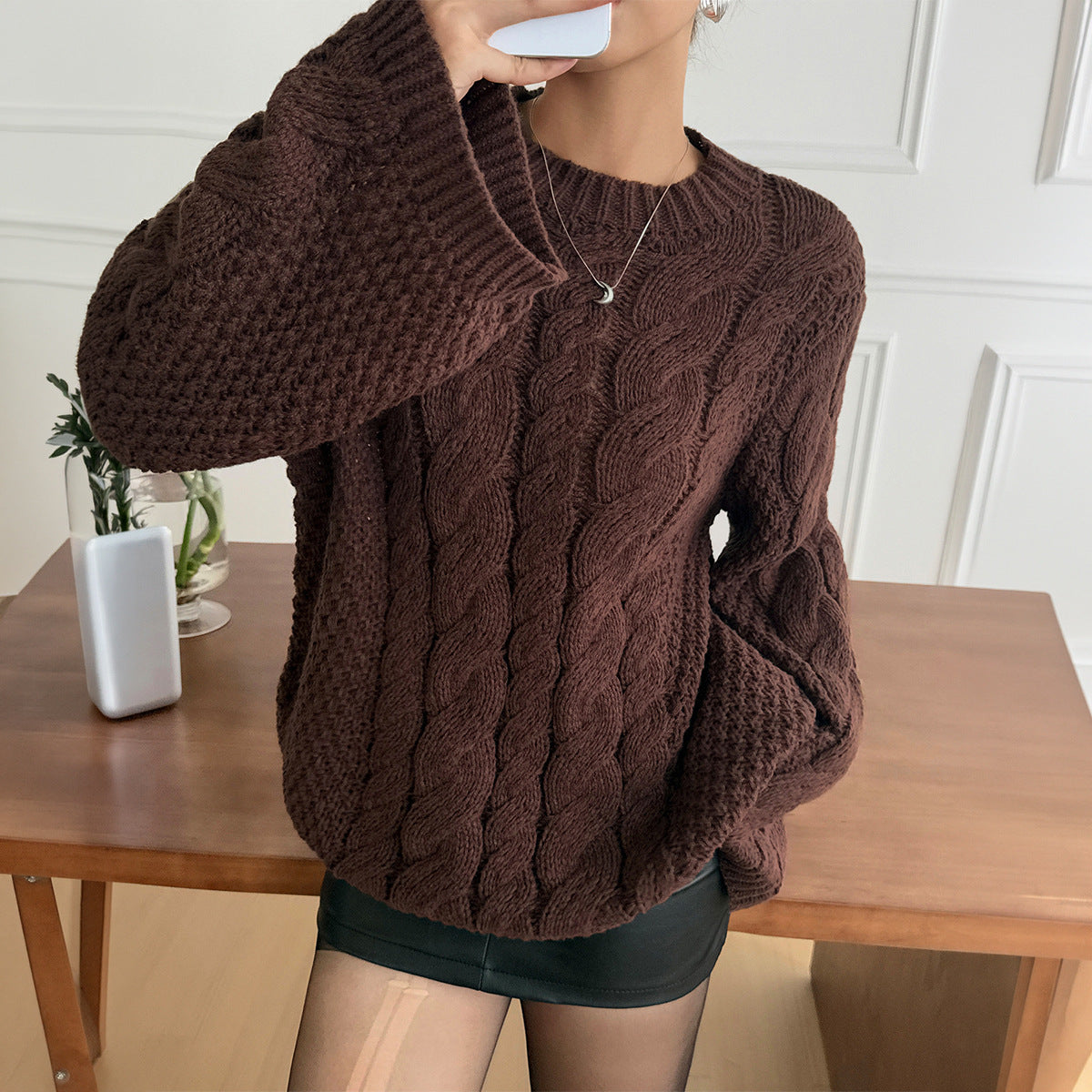 Chunky Cable Knit Oversized Sweater Women