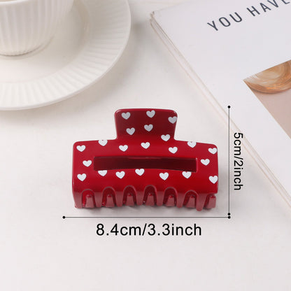 Heart Print Acrylic Hair Claw Clip Large Strong Hold
