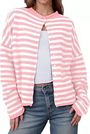 Women's Soft Striped Button Front Cardigan