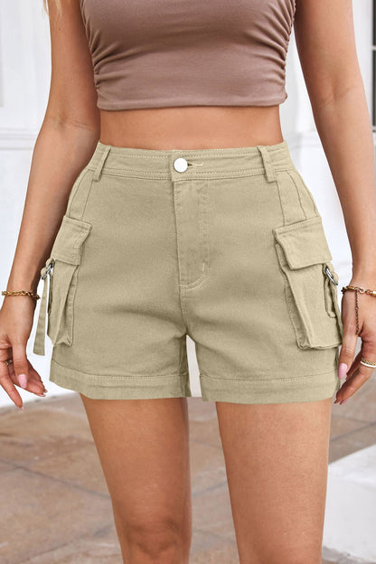 Women's High-Waisted Utility Cargo Shorts with Pockets – Trendy Summer Streetwear